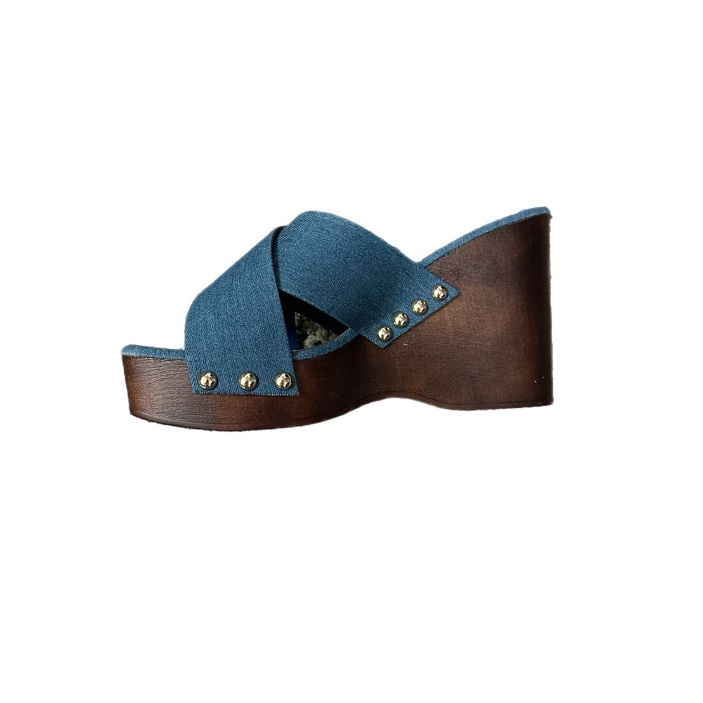 Stylish Blue Wedge Sandals